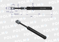 Siłownik szyba przednia L max. 220mm 65499076 FRITZMEIER POLMO