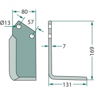 180KUH-29R Nóż glebogryzarki 169x131 mm pasuje do Kuhn