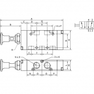 MAB52B14 Zawór z przyciskiem 5/2-drożny 1/4" pneumatyczny