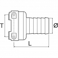 1090525 Przyłącze węża ze złączem widełkowym T5 żeńskie, na wąż 25 mm