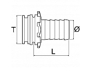 1091530 Przyłącze węża ze złączem widełkowym T5 męskie, na wąż 30 mm, ARAG