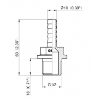 1032210 Przyłącze węża 10 mm x gwint zewnętrzny 1/2" na wąż 10mm, ARAG