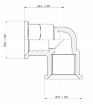 1202022 Kolanko 90° gwint wew./ gwint wew. z pierścieniami uszczelniającymi Arag, 1/2", 1/2"-1/2"