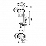 3262153 Filtr przepływowy samoczyszczący z gwintem zewnętrznym 1-1/4" 50 mesh (niebieski wkład) ARAG