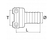 1090320 Przyłącze węża ze złączem widełkowym T3 żeńskie, na wąż 20 mm