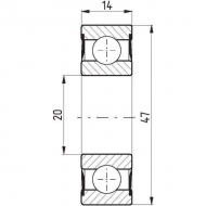 778062042RS Łożysko kulkowe zwykłe 20x47x14 mm, 62042RS, FŁT