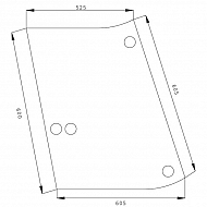 716810040421 Szyba boczna, Fendt 620x395 mm