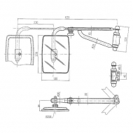 CA6103001 Lusterko na ramieniu teleskopowym, lewe 236x180 mm