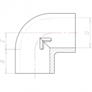 7200595 Kolanko 90° PCW-U VdL, 200 x 200 mm 10 bar