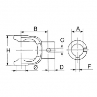 212176451 Widełki Bondioli & Pavesi, zewn., Ø 40 mm, rowek 12 mm