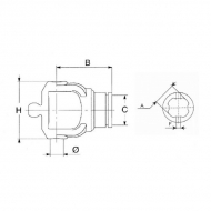 2150N6851 Widełki Bondioli & Pavesi, szerokokąt wewnętrzne na zewnętrzną rurę SH, 70,2 x 4,0 mm