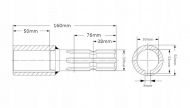 671017KR Redukcja, adapter wału WOM na klin Kramp, wewn. Ø 30 klin 8 mm zewn. 1.3/8-6, L-162 mm