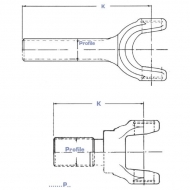 EDS20058P222 Widełki z wałem klinowym dł.=91 35°