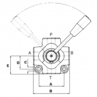 DH054B Rozdzielacz obrotowy 4-drogowy, typ B 3/8 BSP Oleodinamica Marchesini