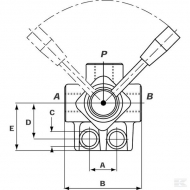 DH053A Rozdzielacz obrotowy 3-drożny, typ A 3/8 BSP Oleodinamica Marchesini