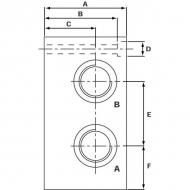 ES5B12LLY Podstawy stopy Cetop 05 typ ES5 B 12 LLY, ES 5-B-1/2-LLY, ogranicznik boczny, AB+PT